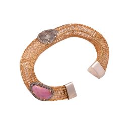925 Sterling Silver Diamond Bangle With Rose Cut Diamond,And Multi Stone , J-1248