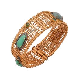  925 Sterling Silver Diamond Bangle in Rose Cut Diamond And Multi-Stone - J-1257