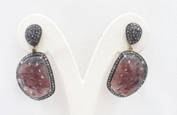 Beautiful 925 Sterling Silver Diamond Earring In Black Rhodium Plating - J-1346