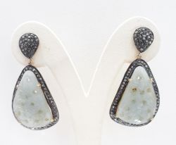 Beautiful 925 Sterling Silver Diamond Earring With Black Rhodium Plating -J-1365