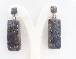 Amazing 925 Sterling Silver Diamond Earring In Rose Cut Diamond With Black Rhodium Plating -  J-1390