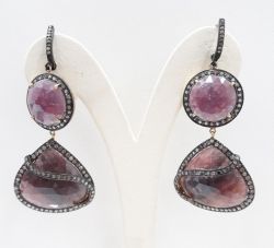 Stunning 925 Sterling Silver Diamond Earring With Black Rhodium Plating - J-1405