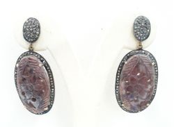 Female 925 Sterling Silver Diamond Earring In Black Rhodium Plating - J-1428