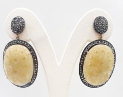 Stunning 925 Sterling Silver Diamond Earring  With Rose Cut Diamond - J-1431