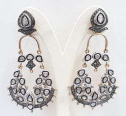 Sparkling 925 Sterling Silver Diamond Earring In Black Rhodium Plating - J-1498