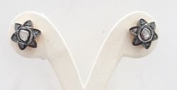 925 Sterling Silver Diamond Earring Studded With Rose Cut Diamond - J-1663