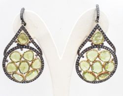 925 Sterling Silver Black Rhodium Plating  Diamond Earring - J-1738