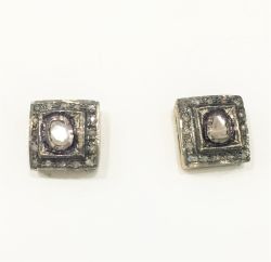 925 Sterling Silver Diamond Earring With Gold, Black Rhodium Plating   - J-1782