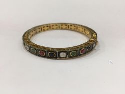 925 Sterling Silver Bangle - Ruby, Emerald, Sapphire - J-1977 A 