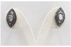 925 Sterling Silver Diamond Earring With Gold, Black Rhodium Plating   - J-2026