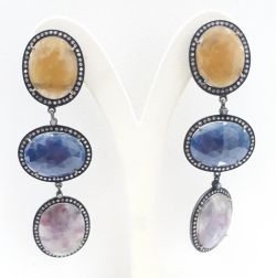  925 Sterling Silver Diamond Earring   - J-2039