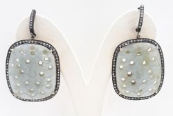  925 Sterling Silver Diamond Earring With Gold, Black Rhodium Plating  - J-2066