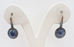  925 Sterling Silver Diamond Earring  In Gold, Black Rhodium Plating  - J-2094