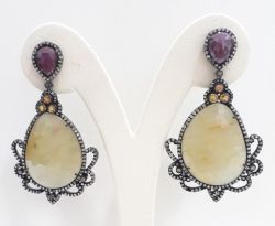  925 Sterling Silver Diamond Earring In Rose Cut  Diamonds - J-2101