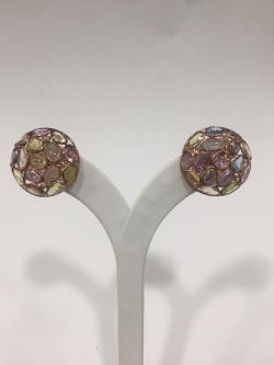  925 Sterling Silver Diamond Earring In Victorian Style With Rose Gold Plating - J-2125