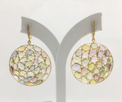  925 Sterling Silver Diamond Earring Studded With Multi sapphire Stone -  J-2137