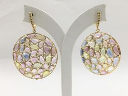  925 Sterling Silver Diamond Earring In Gold Plating -  J-2138 