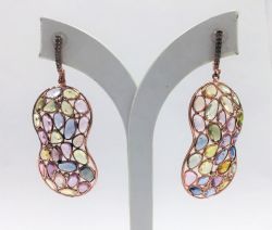  925 Sterling Silver Diamond Earring Studded With Rose Cut Diamonds - J-2142