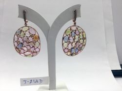  925 Sterling Silver Diamond Earring In Rose Gold Plating -  J-2143