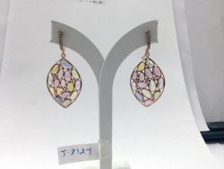  925 Sterling Silver Diamond Earring Studded With Sapphire Stone In Victorian Style - J-2147