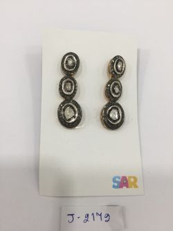  Victorian Style 925 Sterling Silver Diamond Earring with  Polki Diamond - J-2172