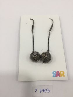  925 Sterling Silver Diamond Earring In Victorian Style -  J-2183