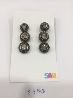  925 Sterling Silver Diamond Earring With Polki Diamond J-2185