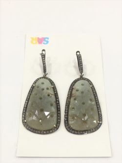  925 Sterling Silver Diamond Earring in  Victorian Style   - J-2190