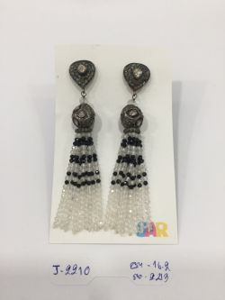  925 Sterling Silver Diamond Earring   - J-2210