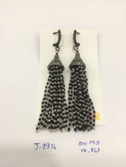  925 Sterling Silver Diamond Earring With Rose Cut Diamond And Black Spinel. Labradorite   - J-2216