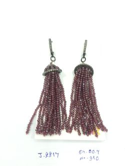 925 Sterling Silver Diamond Earring , Victorian Jewelry  - J-2217