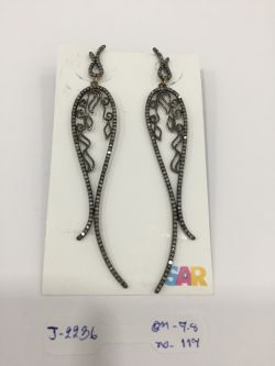  925 Sterling Silver Diamond Earring With Rose Cut Diamonds    - J-2236