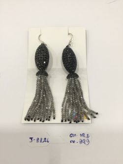  925 Sterling Silver Diamond Earring - Rose Cut  Diamond, And Labradorite Stone   - J-2246