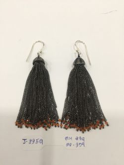  925 Sterling Silver Diamond Earring - Rose Cut Diamond, And Carnelian  Stone - J-2259