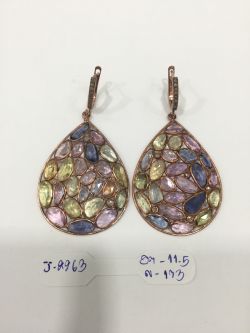  925 Sterling Silver Diamond Earring   - J-2263