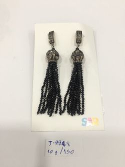  925 Sterling Silver Diamond Earring With  Gold and Black Rhodium Plating   - J-2268