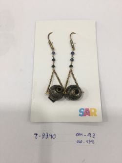  925 Sterling Silver Diamond Earring in Victorian Style   - J-2270