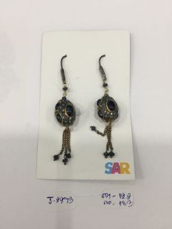  925 Sterling Silver Diamond Earring - Rose Cut Diamond, And Sapphire  Stone - J-2273