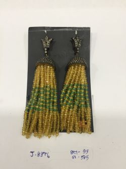  925 Sterling Silver Diamond Earring Studded With Rose Cut Diamond, And Yellow Sapphire, Emerald  Stone    - J-2277
