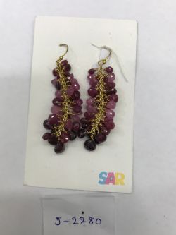 925 Sterling Silver Diamond Earring Studded With Rose Cut Diamond, And Ruby  Stone  - J-2280