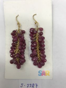  925 Sterling Silver Diamond Earring  Studded With Rose Cut Diamond, And Ruby  Stone- J-2287