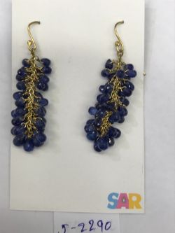  925 Sterling Silver Diamond Earring  Studded With Rose Cut Diamond, And Sapphire Stone    - J-2290