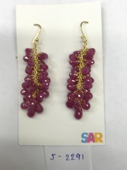  925 Sterling Silver Diamond Earring - Rose Cut Diamond, And Ruby Stone   - J-2291