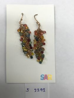  925 Sterling Silver Diamond Earring  With Rose Cut Diamond, And Multi Sapphire Stone    - J-2292