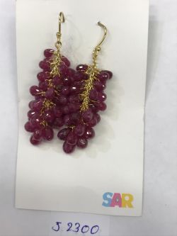  925 Sterling Silver Diamond Earring Studded With Rose Cut Diamond, And Ruby Stone Studded   - J-2300