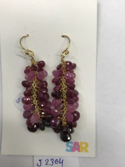  925 Sterling Silver Diamond Earring Studded With Ruby Stone  - J-2304