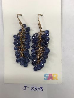  925 Sterling Silver Diamond Earring With Rose Cut Diamond, And Sapphire Stone    - J-2308