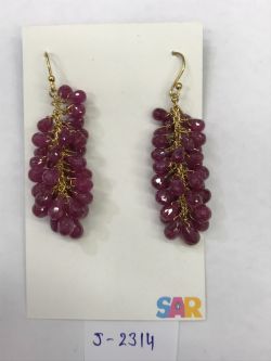  925 Sterling Silver Diamond Earring - Rose Cut Diamond, And Ruby Stone   - J-2314