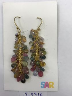  925 Sterling Silver Diamond Earring - Rose Cut Diamond, And Sapphire Stone  - J-2316