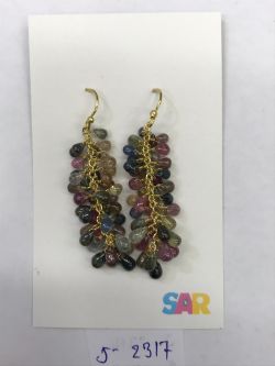  925 Sterling Silver Diamond Earring Studded With Rose Cut Diamond, And  Sapphire Stone  - J-2317
